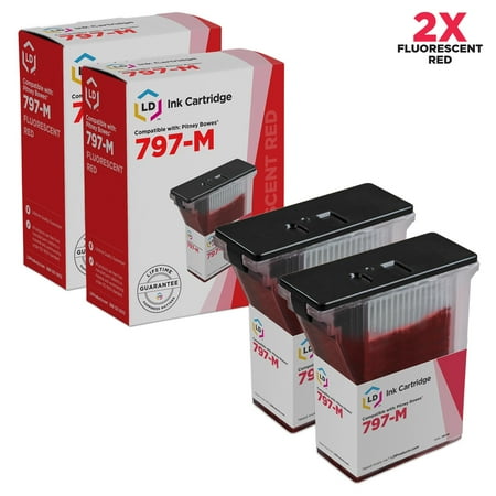 Compatible Replacements for Pitney Bowes Set of 2 Fluorescent Red 797-M inkjet cartridge for use in the MailStation2 K7M0