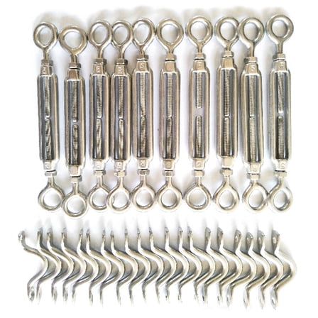 GOOHOCHY 110pcs/set 316 Stainless Steel Turnbuckle Kit Wire Rope Tension Kit(Silver)