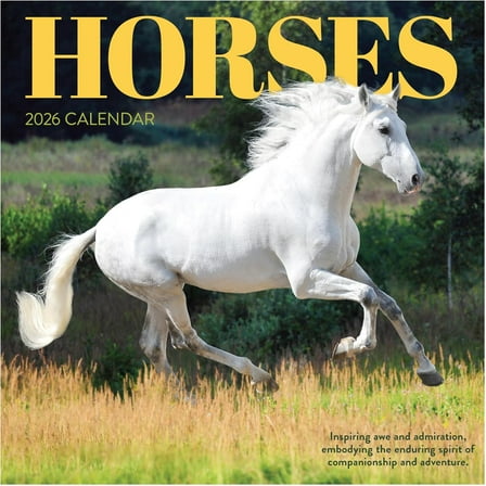 TF Publishing, Horses 2026 Wall Calendar, 12'' X 12'', 12-Month Calendar with Stapled Binding
