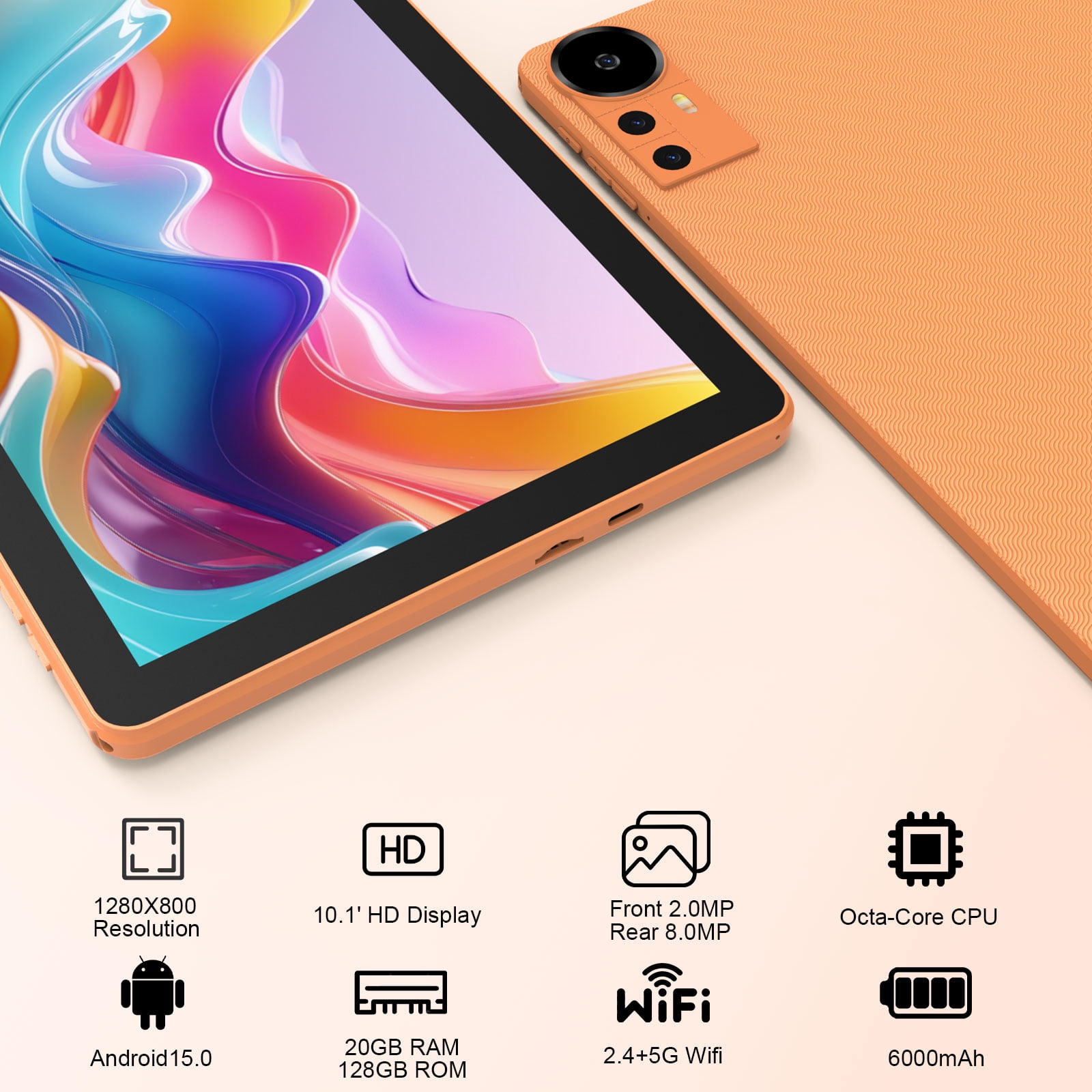 CUPEISI Android 15 Tablet 10 Inch, 20GB RAM+128GB ROM/2TB Expandable, 2.0GHz Quad-core Processor, 1280*800 IPS HD Screen, 5G WiFi 6 BT 5.0, 2 in 1 Tablets with Keyboard Case Mouse Stylus, Widevine L1