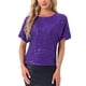 thumbnail image 1 of Camisa de lentejuelas INSPIRE CHIC para mujer, blusa brillante de manga dolman, oversize, XL, color púrpura oscuro, 1 of 5