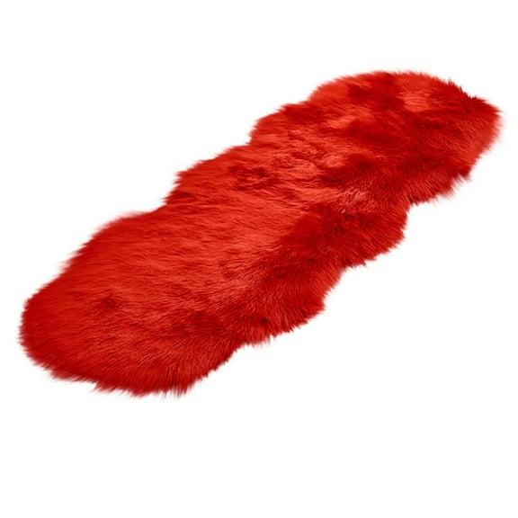 Red Faux Fur Sheepskin Area Rugs 23.5x35.5inch Soft Plush Fluffy Carpet for Bedroom Bedside Living Room Floor Rug Shaggy Mats