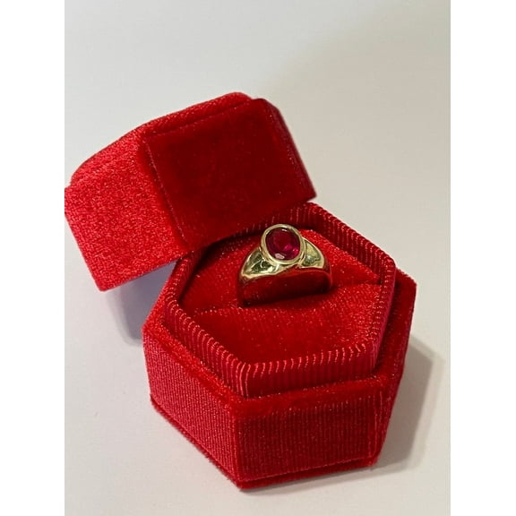 Ahansh Jewels Oval Cut Red Ruby Ring for Men's Gift for Him 925 Sterling Silver