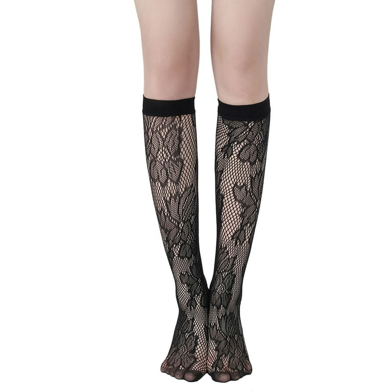 yuehao socks womens black fishnet socks lace hollow out mesh socks e