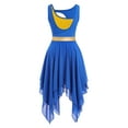 thumbnail image 3 of IBTOM CASTLE Women's Lyrical Dance Costume Shiny Metallic Lyrical Dress Asymmetric Flowy Chiffon Skirt Contemporary Dance Clothes M Royal Blue, 3 of 8