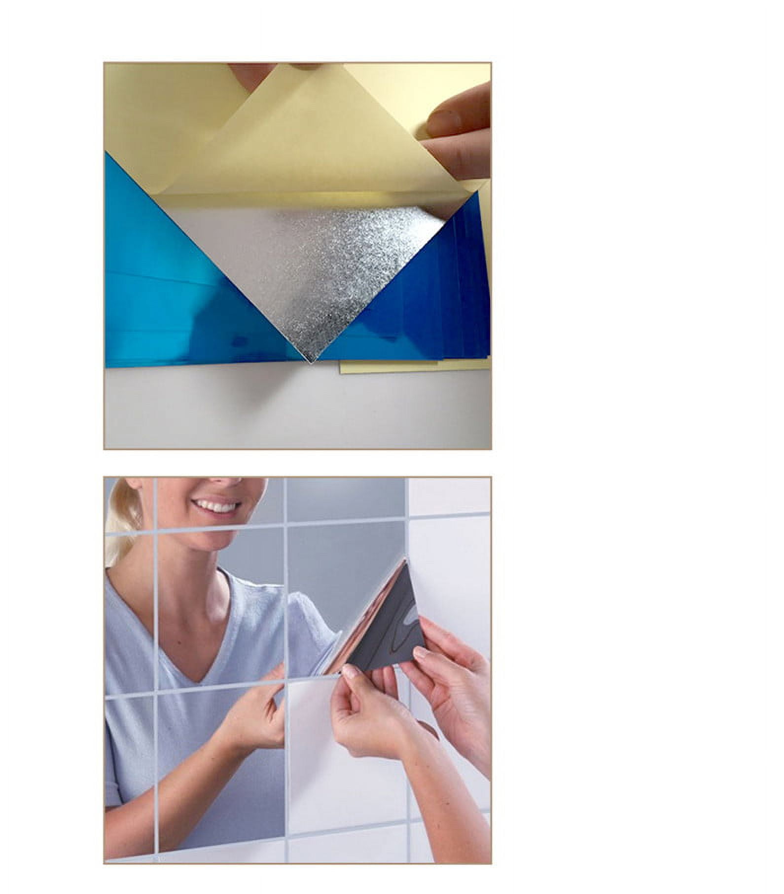 Retap 3D 6/12x Square Mirror Tiles Wall Stickers Self Adhesive