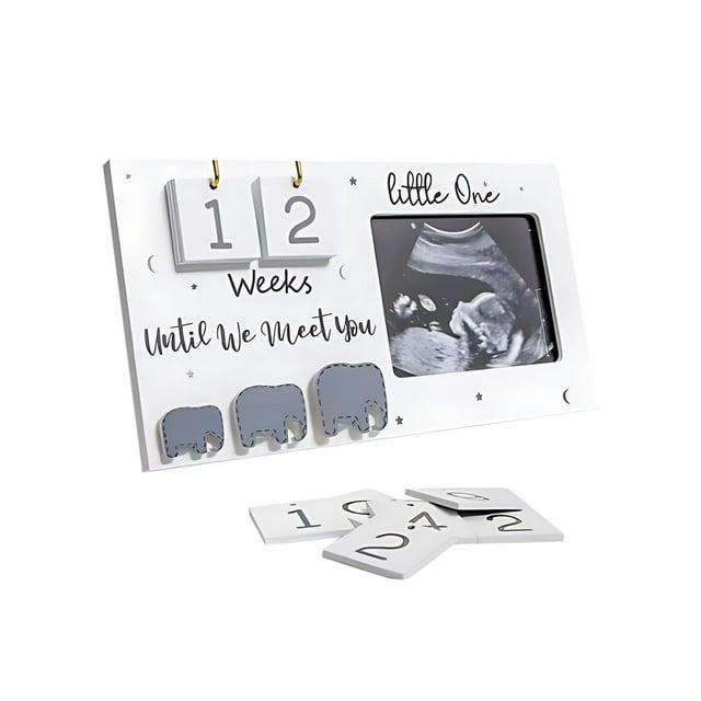 Birth Milestones Photo Frame Wooden Ultrasonics Image Frame and Countdown Week Photo Frame Decoration
