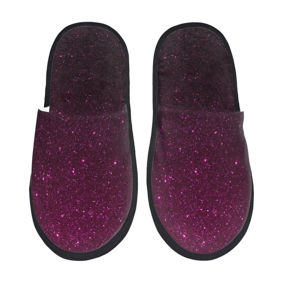 Rateoe Dark Purple Glitter Pattern Fuzzy Slippers Fuzzy Soft House Slippers Plush Furry Warm Cozy Open Toe Fluffy Home Shoes-Medium