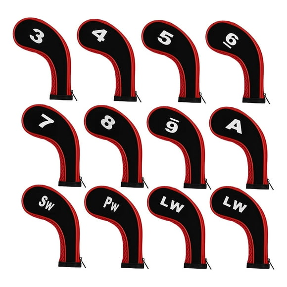 12pcs/set Couvre-Chefs de Golf Maille Fermeture à Glissière Couvre-Tête de Golf Nombre de Manches de Tête de Sport Portables