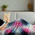 thumbnail image 3 of Abstract Soft Flannel Fleece Throw Blanket, Fractal Lines with Diagonal Geometric Angled Repeating Pattern Display, Cozy Plush for Indoor and Outdoor Use, 70" x 90", Multicolor, by Ambesonne, 3 of 5