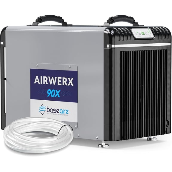 BaseAire 198 Pints Dehumidifier with Pump for Crawl Space, Basement,  Auto Defrosting System, Commercial Dehumidifiers for Whole Home, Intelligent Humidity Control, Auto Shut off Restart