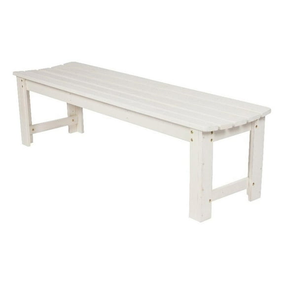 Pemberly Row 60" Cedar Wood Backless Patio Porch Garden Bench in White