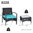 thumbnail image 2 of Gymax 3 PCS Patio Wicker Rattan Furniture Set Coffee Table & 2 Rattan Chair w/ Cushion Turquoise, 2 of 10