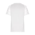 thumbnail image 5 of Blusa de verano de moda cómoda con empalme de botones huecos de encaje y manga corta informal para mujer, 5 of 5