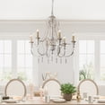 thumbnail image 3 of Parrot Uncle 30" Rustic Chandelier Light Fixture Hanging Ceiling Lights for Dining Room, Antique White, 3 of 12