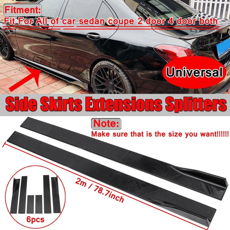 Universal 78.7" Glossy Black Side Skirt Extensions Rocker Panels Lip For Honda Civic Accord CR-V
