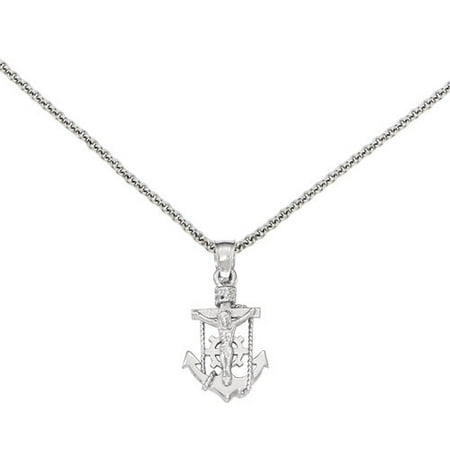 14kt White Gold Polished Mariner's Crucifix Pendant