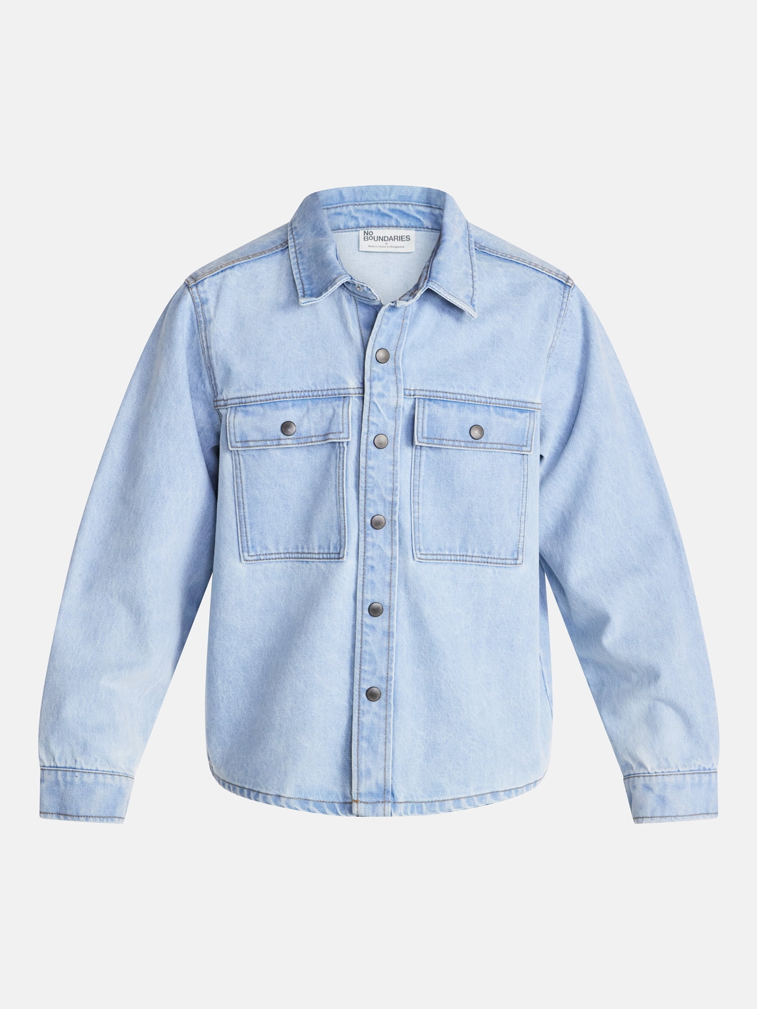 No Boundaries Denim Shacket with Long Sleeves, Men's XS-4XLT
