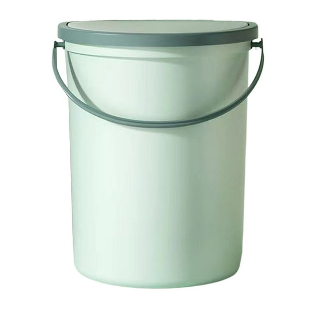 Trash Can with Handle Wall Mounted Press Design Self-adhesive Wide Open Semi-Circular Waste Bin for Bathroom