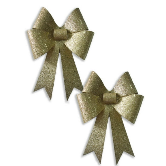 2 Pack 18" PVC Bow Gold Glitter