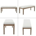 thumbnail image 6 of chairus Padded Entryway Bench Linen Upholstered Dining Table Benches Farmhouse Shoe Bench Seat for Hallway Bedroom End of Bed Vintage 45.5" Wooden Leg Benches for Kitchen Restaurant Window, Beige, 6 of 9