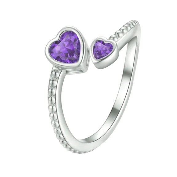 Adjustable Ring Birthstone Couple's Ring Heart Constellations Birthday Jewelry Personalized Gift for Him Her
