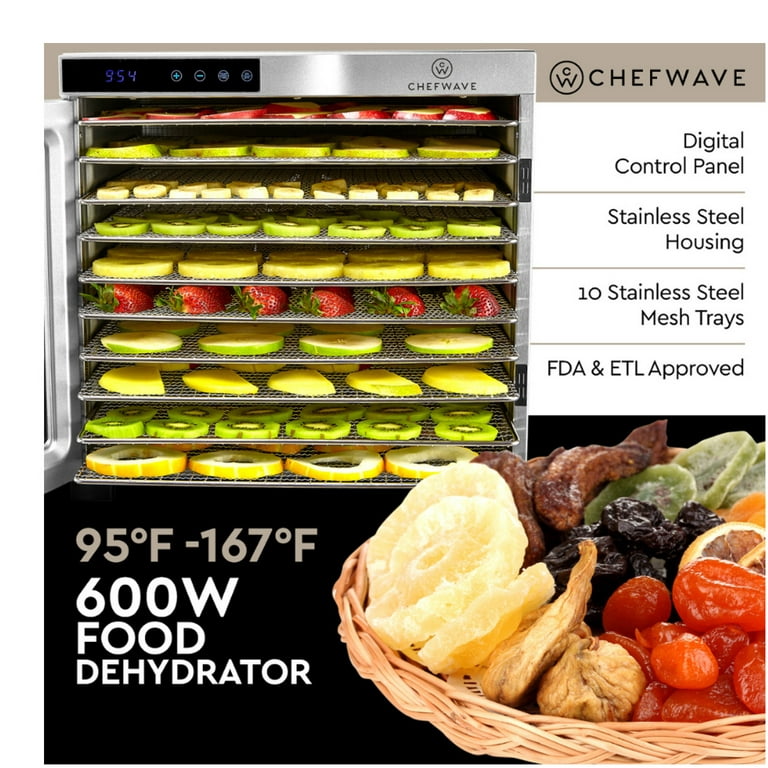 D-14 Digital Touch Screen Food Dehydrator with Stainless Steel Shelves