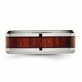 thumbnail image 3 of Incrustation de Bois Rouge Poli en Acier Inoxydable Anneau Émaillé 8.00mm Taille 12.5, 3 of 6
