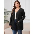thumbnail image 5 of Cogild Plus Size Women's Long Black Brushed Knit Cardigan – Button-Up Outerwear with Front Pockets XL~5XL, 5 of 8