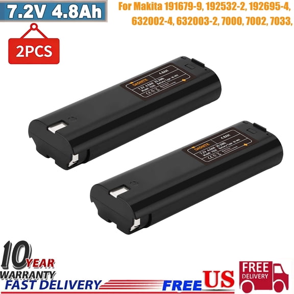 2Pcs 4.8Ah Ni-MH 7000 Replace for Maktia 7.2V Battery with Higher Safety & Longer Runtime - Compatible with Original 7000 7002 7033 191679-9 632002-4 632003-2 192532-2 192695-4 Power Tools
