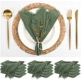 thumbnail image 1 of 12 Pack Olive Green Cloth Napkins Cotton Linen Napkins 16 x 16 Inch Green Napkin Cloth Handmade with Fringe Soft Napkin Cloths Washable Rustic Dinner Napkin Cloths for Wedding Party Dinner Table, 1 of 7