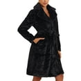 thumbnail image 4 of INSPIRE CHIC Winter Warm Long Coat for Women's Belted Lapel Open Front Faux Fur Fluffy Coats XS Black, 4 of 6