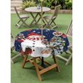 thumbnail image 3 of Outdoor Tablecloth with Umbrella Hole and Zipper, Navy Blue Christmas Round Table Cloth 60 Inch Waterproof Tablecloth, Snowman Xmas Balls Pine Needle Tree Picnic Table Cover for Patio Camping, 3 of 7