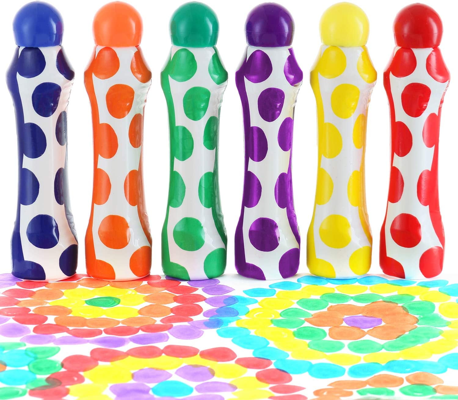 10 Colors Glokers Jumbo Washable Dot Markers for Kids | Washable Children Easy-Grip Art Dobber Dabbers No Mess Preschool Daub Tubes Great for Bingo Stamps and Accessories 