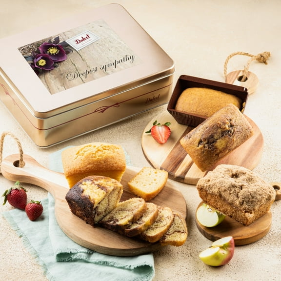 Dulcet Gift Baskets Fresh Baked Sympathy Tea Cake Assortment in a Tin with Delightful Flavors