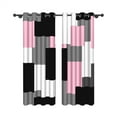 thumbnail image 3 of Aofoto Pink and Black Blackout Curtains, Gray White Girls Abstract Geometric Preppy Art Kids Adults Living Room Bedroom Window Drapes, 52" W x 84" L, 2 Panels, 3 of 6