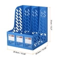 thumbnail image 2 of Unique Bargains Magazine File Holder, PP Plastic Vertical 3 Compartment Desktop Book Newspaper Notebook Storage Rack, Blue, 2 of 4