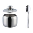 thumbnail image 1 of Juego de tarro de condimento redondo de acero inoxidable 304 con tapa de cuchara, caja de condimentos de 3 piezas para cocina doméstica, estante de almacenamiento, 1 of 5