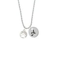 thumbnail image 2 of Delight Jewelry Silvertone Bear Paw Silhouette Silvertone Script Initial Disc - A - Charm Necklace, 20"+3", 2 of 4