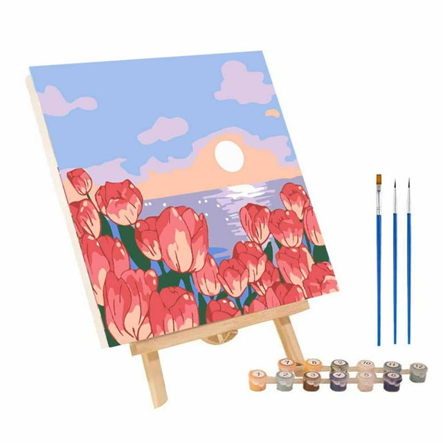 20cm With Frame Tulip Digital Oil Painting Diy Paint By Numbers Handmade Decor Hanging