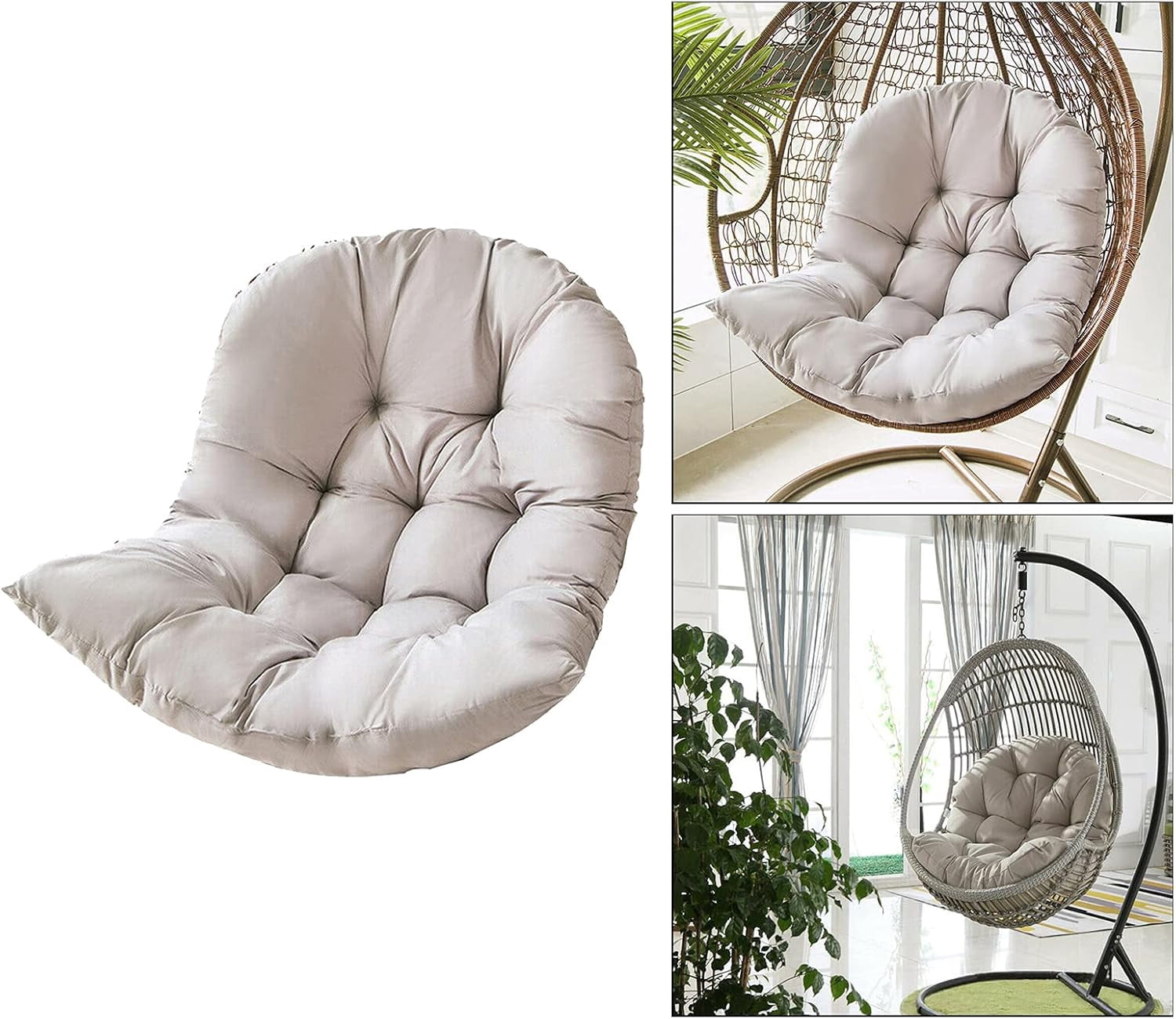 Egg Chair Outdoor Hammock Seat Cushion, Swing Hanging Chair Cushion for Indoor Outdoor Lounge Camping Yard Patio Garden Chair - Light Grey