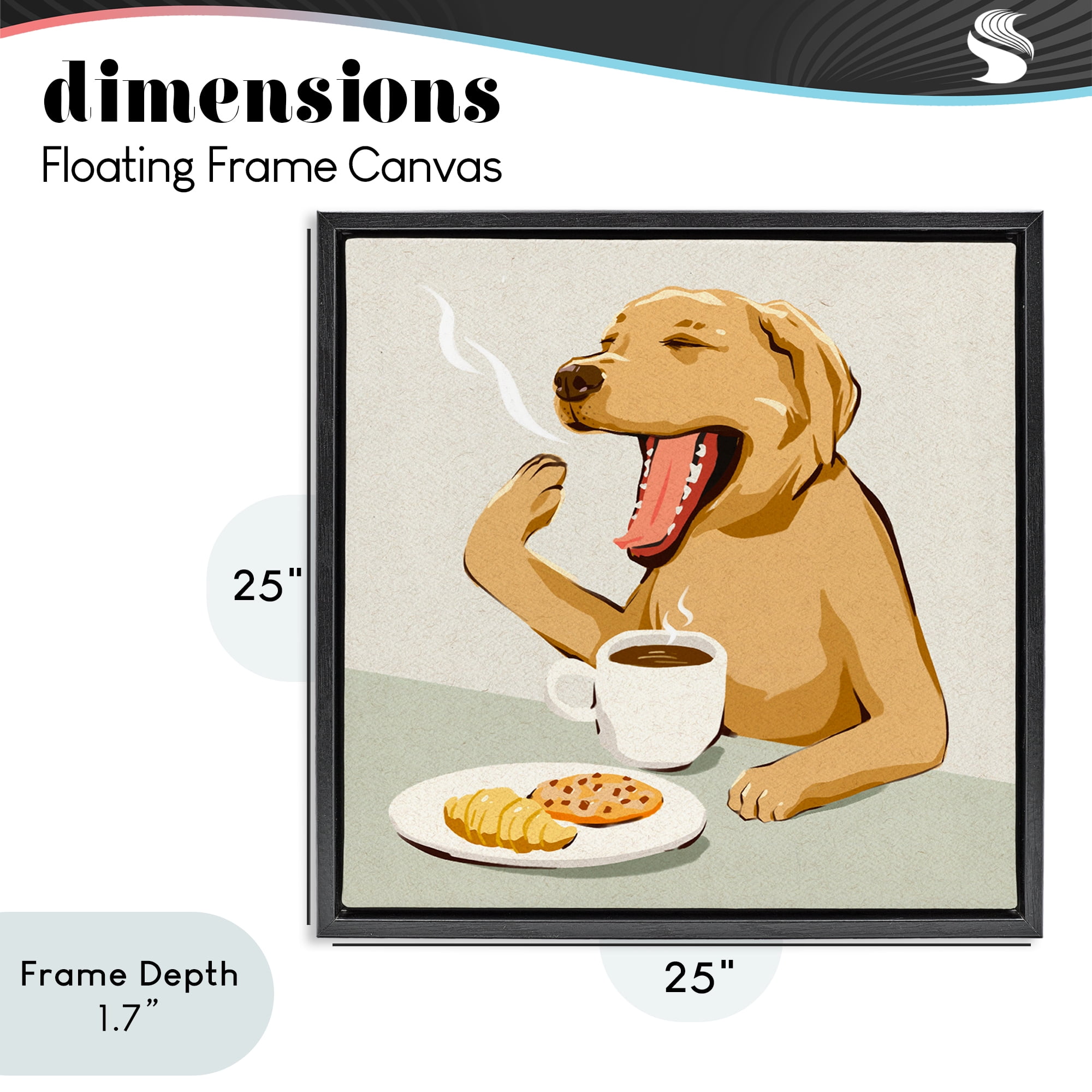 Stupell Industries Yawning Dog Morning Coffee Black Framed Floater Canvas Wall Art, design by Ziwei Li