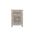 thumbnail image 2 of HomeRoots 521202 22 in. One Drawer One Door Floral Carved Nightstand, Gray, 2 of 3