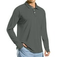 thumbnail image 4 of Fabrcox Long Sleeve Rash Guard Men Upf 50+ Ice Silk Lapel Button Up Sun Protection Shirts for Men Camping Swim Shirt Men with Thumb Holes, 4 of 7