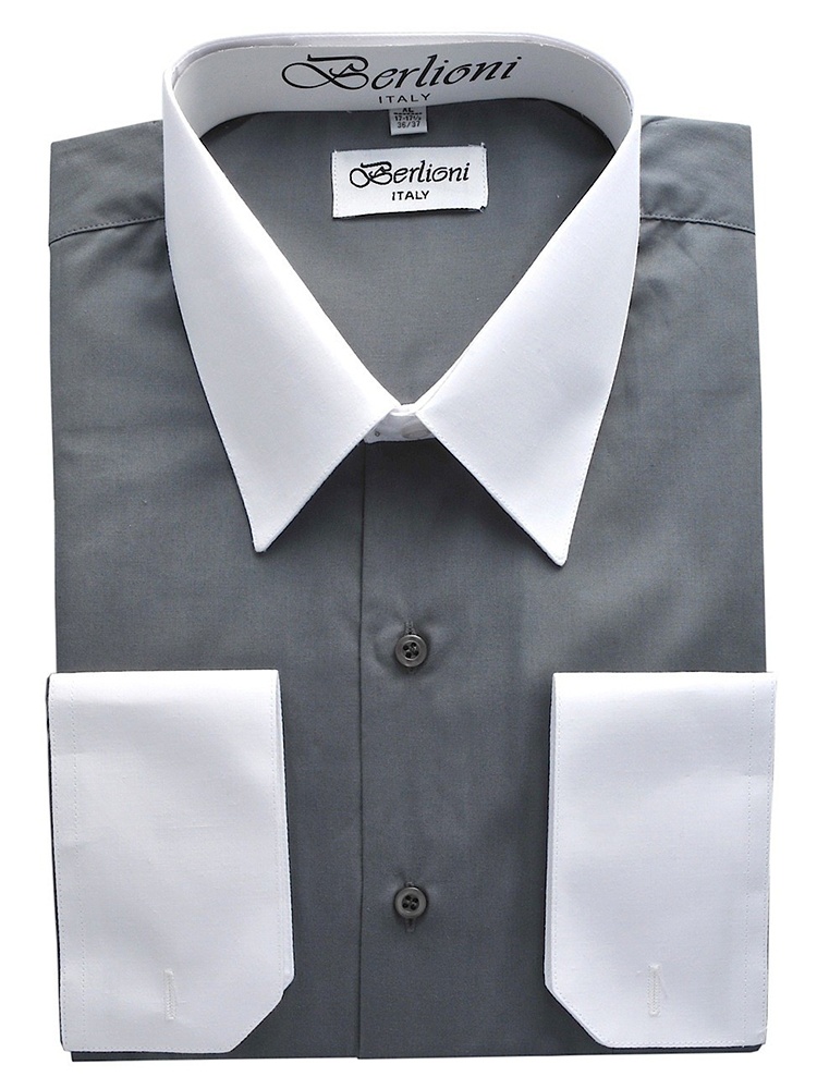 Cuffs Mens Two Tone Dress Shirt 