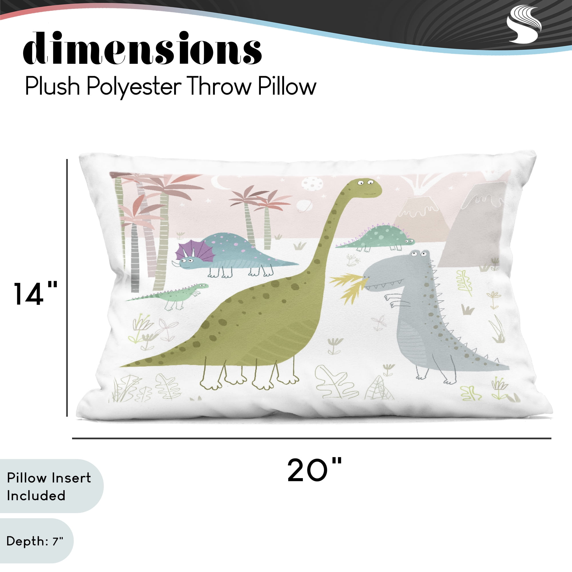 Stupell Industries Earthy Jurassic Dinosaurs Decorative Printed Throw Pillow, design by Carla Daly, 14 x 7 x 20