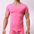 thumbnail image 2 of snowsong Mens Shirts Summer Tops Mens Ice Silk Short Sleeve T Shirt Ultrathin Tight Translucent Summer Fashion Shaping Top Home Wear Underlay T Shirts For Man Pink M, 2 of 4