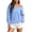 Blue, variant on Mutghys Off the Shoulder Sweatshirt for Women V Neck Solid Color Long Sleeve Pullover Sweater Home Daily Shopping Loose Comfy Fall Sweatshirts S-2XL