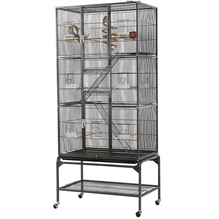 Topeakmart 69''H Extra Large Pet Cage for Small Animal, Mobile Large Bird Cage Parrot Cage Large Rolling Metal Pet Cage with Detachable Stand,