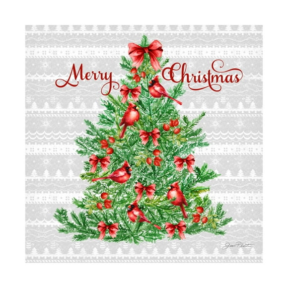 Canvas Wall Art - Jean Plout 'Red Cardinal Christmas Beauty B' Wall Art for Living Room, Bedroom, or Office Décor by Trademark Fine Art - 14 x 14 Inches